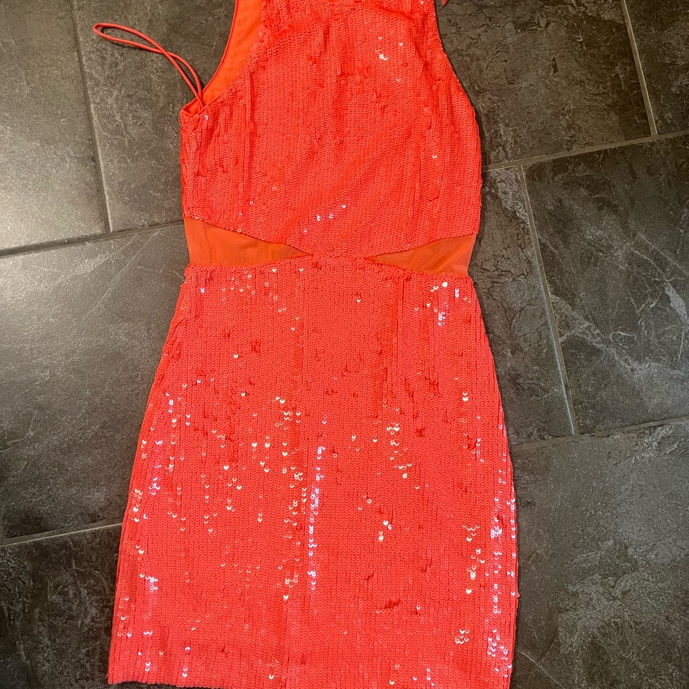 Alice + Olivia Red Sequin Mini Dress